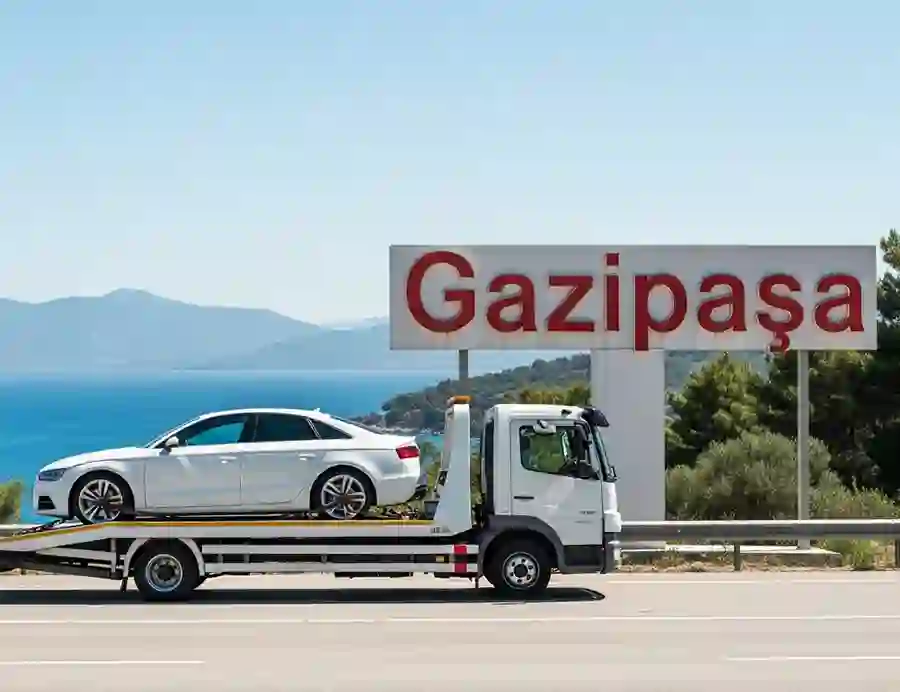 Gazipaşa'da çekici üzerinde araba